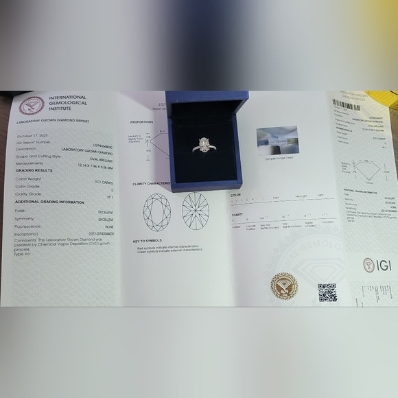 New 3ct IGI Certified Lab Grown Diamond Ring, 14K White Gold !!! - Picture 11 of 13
